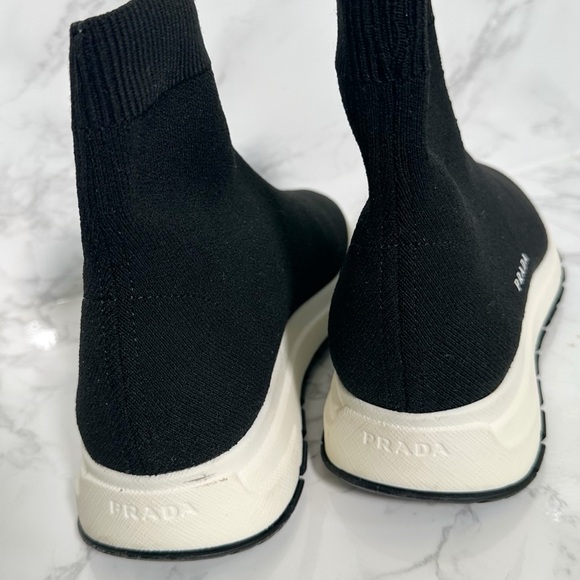 Prada Black Knit High-Top Sneakers - Picture 8 of 16
